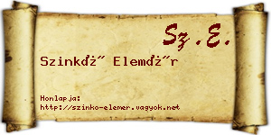 Szinkó Elemér névjegykártya